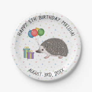 Plato De Papel Erizo pigmeo africano - Feliz Cumpleaños