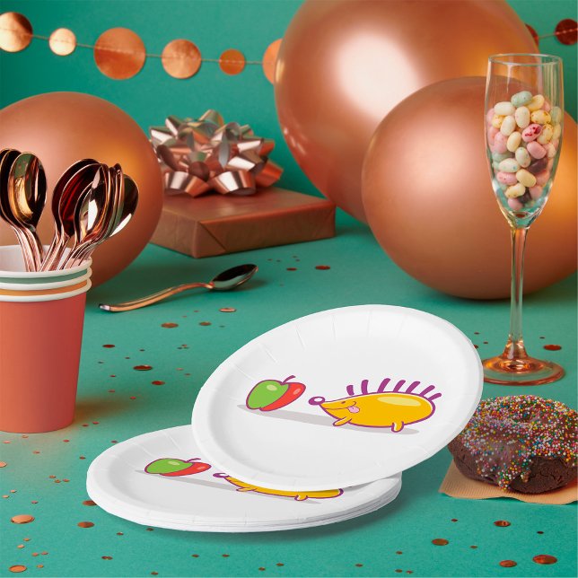 Plato De Papel Erizo Y Una Manzana (Subido por el creador)