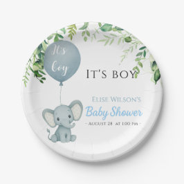 Plato De Papel ¡Es chico! Bebé de elefante lindo con globo