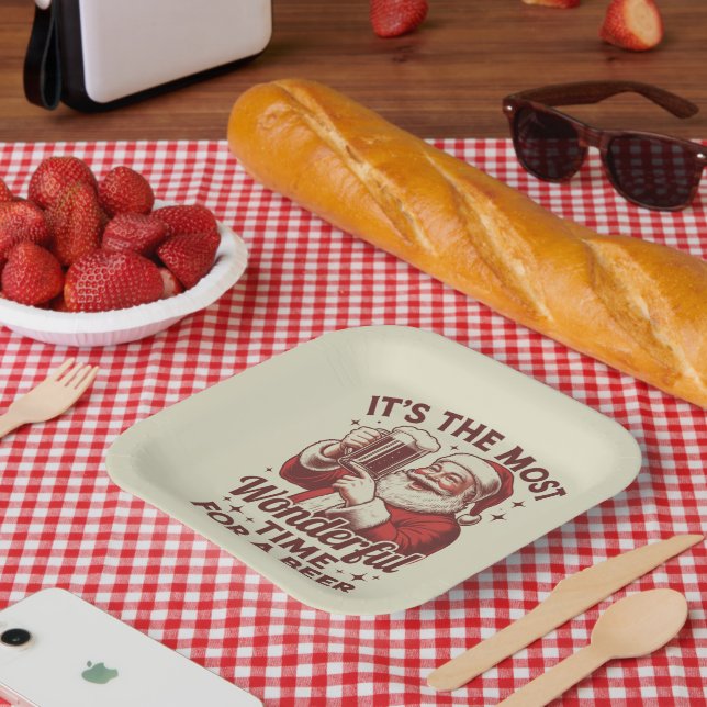 Plato De Papel Es el momento más maravilloso para una cerveza San (Picnic)