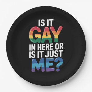 Plato De Papel ¿Es gay aquí o soy solo yo Divertido LGBTQ