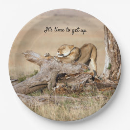 Plato De Papel Es hora de levantarse con un texto de la foto de L