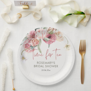 Plato De Papel Es Hora De Que Tea Boho Floral Bridal Shower