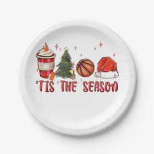 Plato De Papel Es la Temporada Xmas Navidad Baloncesto
