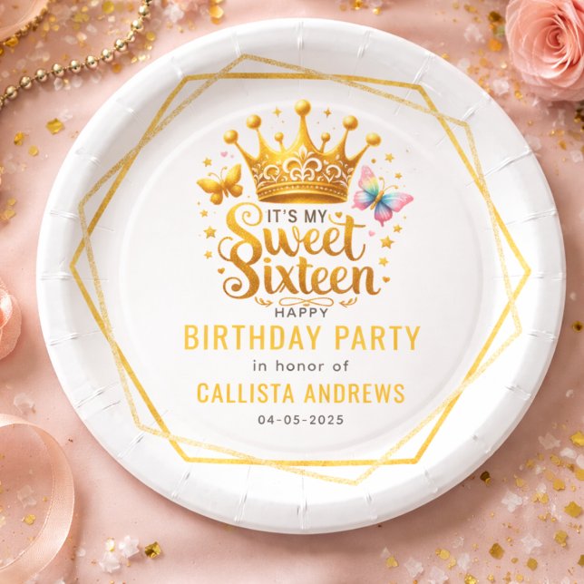 Plato De Papel es mi dulce cumpleaños 16 dieciséis (its my sweet sixteen 16 th birthday paper plates)