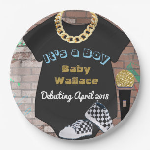 Plato De Papel Es placas de Hip Hop Baby Shower de un muchacho