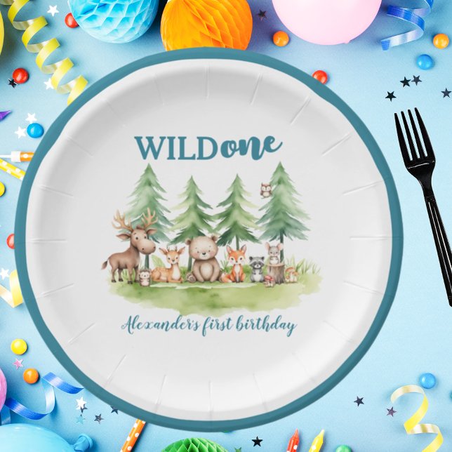 Plato De Papel Es salvaje - Los animales de Woodland Cumpleaños P (Subido por el creador)