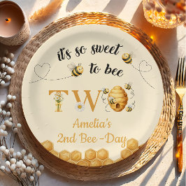 Plato De Papel Es Tan Dulce Cumplir 2 Años Abeja