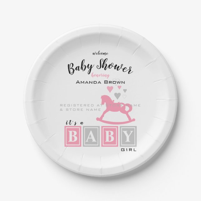 Plato De Papel Es un Baby Shower Chica (Anverso)