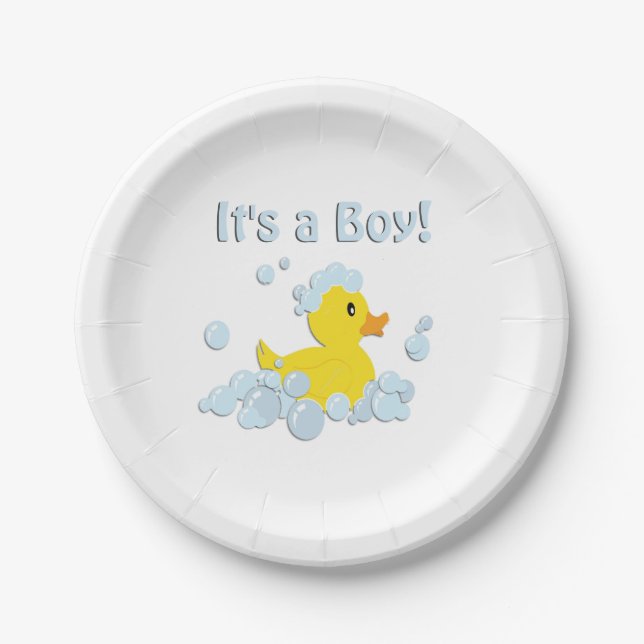 Plato De Papel Es un Baby Shower de Boy Bubble (Anverso)