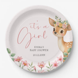Plato De Papel Es un Baby Shower de ciervos Chicas