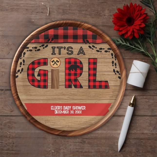 Plato De Papel Es un Baby Shower de madera rústica Chica (Subido por el creador)
