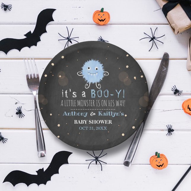 Plato De Papel ¡Es un Boo-y! Baby Shower de Little Monster Hallow (Subido por el creador)
