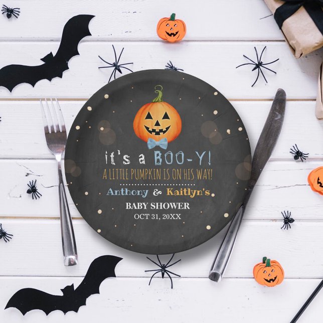 Plato De Papel ¡Es un Boo-y! Pequeña Baby Shower de Halloween de  (Subido por el creador)