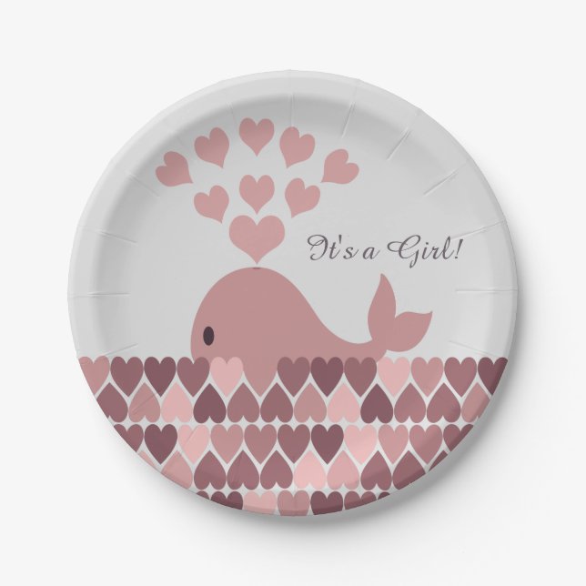 Plato De Papel ¡Es un Chica! Ballena rosada (Anverso)