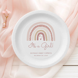 Plato De Papel Es un Chica Boho Rainbow Baby Shower