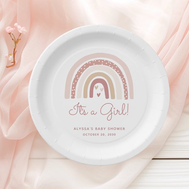 Plato De Papel Es un Chica Boho Rainbow Baby Shower (Subido por el creador)