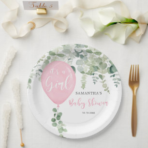 Plato De Papel Es un chica chica de globo de bebé vegetación