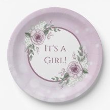 Es un Chica, Mauve Rosas Baby Shower