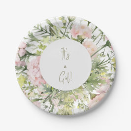 Plato De Papel Es un Chica Rubor Floral Baby Shower