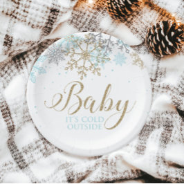Plato De Papel Es un frío exterior Fiesta de Baby Shower de copo