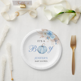 Plato De Papel Es un Niño Baby Shower Calabaza