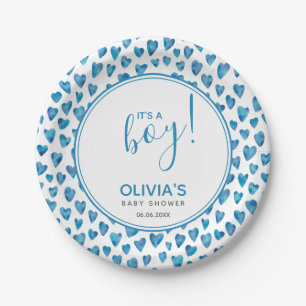 Plato De Papel Es un niño Baby Shower Love Heart
