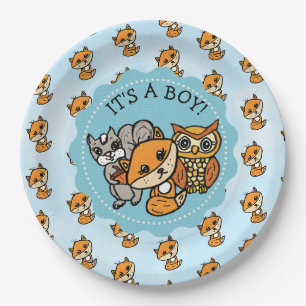 Plato De Papel Es un niño, el Baby Shower de Little Fox Boy