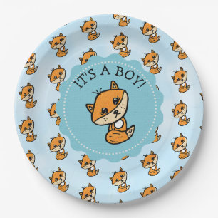 Plato De Papel Es un niño, el Baby Shower de Little Fox Boy