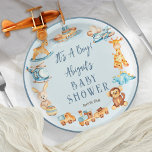 Plato De Papel Es un niño madero | Baby Shower de juguetes rellen<br><div class="desc">Presentamos un encantador y encantador diseño de Baby Shower, perfecto para celebrar la llegada de un bebé. Este diseño muestra un capricho de varios bloques de madera, adorables juguetes de transporte y animales adorablemente rellenos, creando una escena encantadora que cautivará el corazón de todos. La pieza central de este diseño...</div>