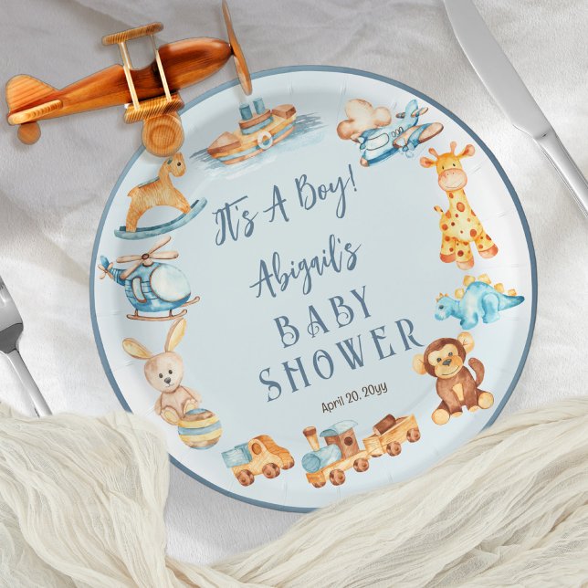 Plato De Papel Es un niño madero | Baby Shower de juguetes rellen (Subido por el creador)