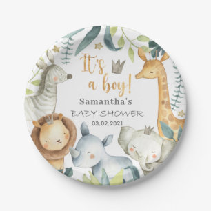 Plato De Papel ¡Es un niño! Safari Baby Shower Plate