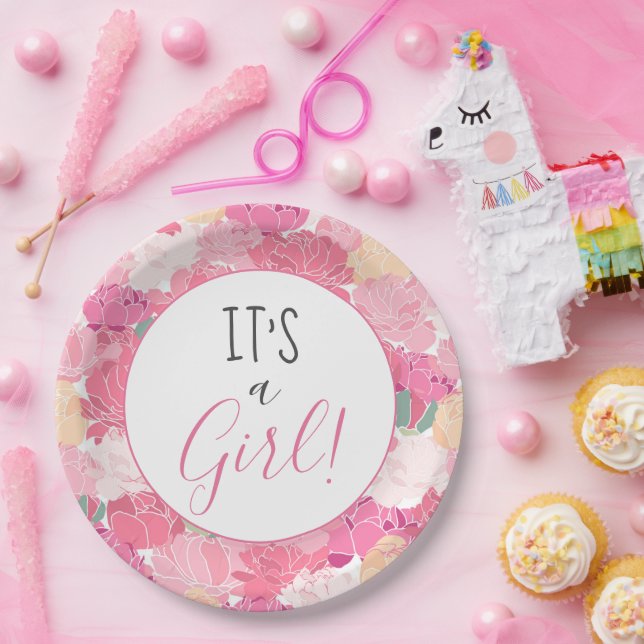 Plato De Papel Es un patrón floral rosado Chica Napk aspersor (Fiesta)