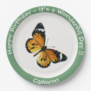 Plato De Papel Es un tigre llano/Fiesta de mariposas reina africa