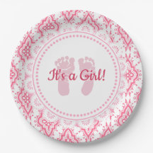 Es una Chica de placas Baby Shower Lacey rosa y bl