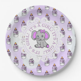 Plato De Papel Es una Chica, una ducha de bebé con temática de el