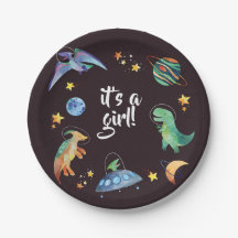 Es una ducha de bebé de galaxia de dinosaurio espa