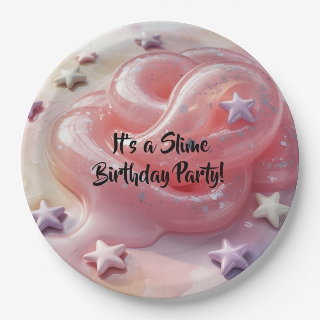 Plato De Papel Es una fiesta de cumpleaños de slime para niñas (Anverso)