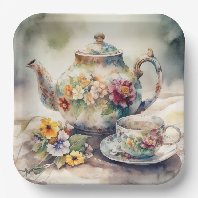 Plato De Papel Es una fiesta del té  (Anverso)