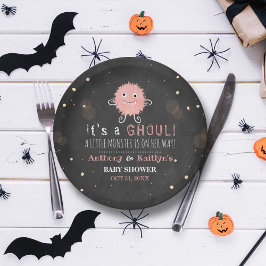 Plato De Papel ¡Es una gol! Baby Shower de Little Monster Hallowe