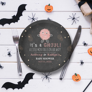 Plato De Papel ¡Es una gol! Baby Shower de Little Monster Hallowe