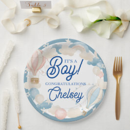 Plato De Papel Es una invitación de un niño a Baby Shower