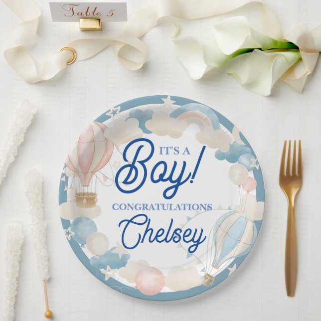Plato De Papel Es una invitación de un niño a Baby Shower (Boda)