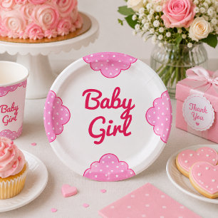 Plato De Papel Es una niña Nubes rosadas Cumpleaños de bebé niña