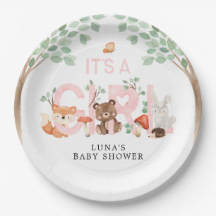 Plato De Papel Es una placa de papel de Baby Shower en Woodland C