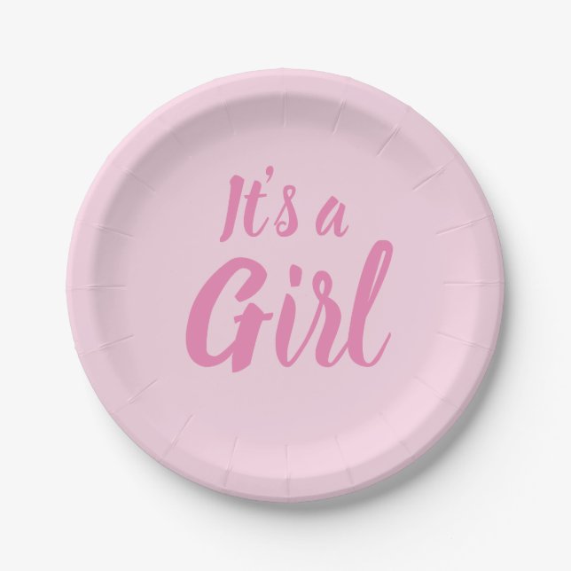 Plato De Papel Es una revelación de un Chica, una ducha de bebé r (Anverso)