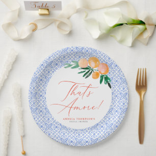 Plato De Papel Esa es una ducha azul italiana más Naranja