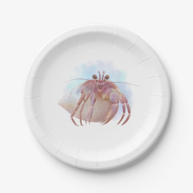 Plato De Papel Esbozo de cangrejo ermitaño (Anverso)