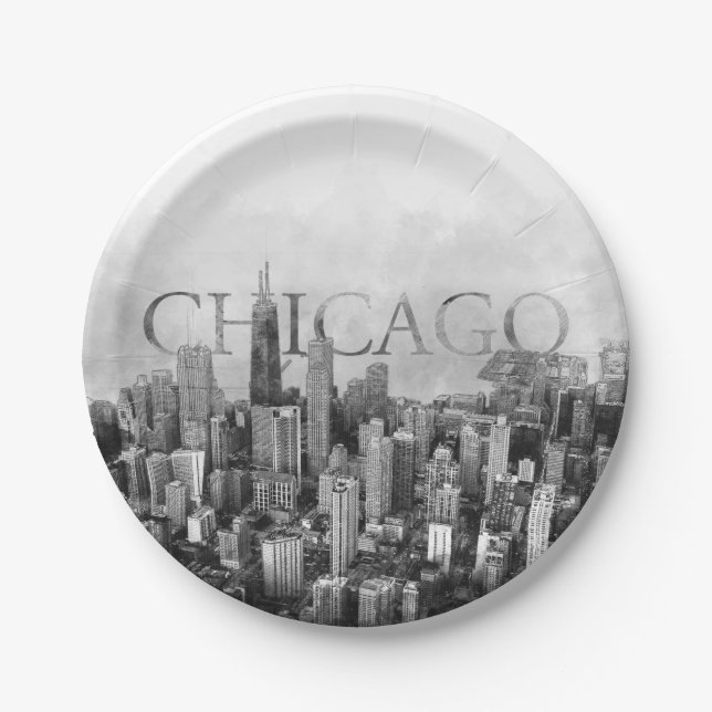 Plato De Papel Esbozo de Chicago (Anverso)