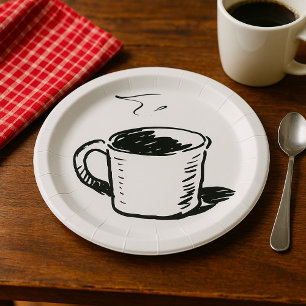 Plato De Papel Esbozo de taquilla para café de mano Minimalista